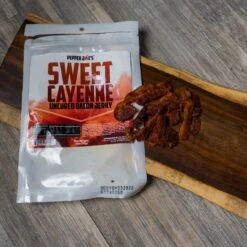 Sweet Cayenne Uncured Candied Bacon Jerky(Sweet Cayenne Uncured Bacon Jerky) -Pepper Joe shop PJJerkypilesBLKitch