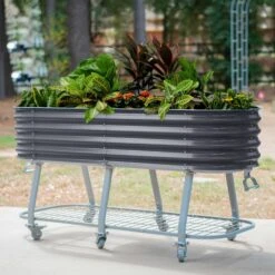 Elevated Rolling Self-Watering Garden Bed(Elevated Rolling Self Watering Garden Bed) -Pepper Joe shop elevated garden bed 2x6ft modern gray 2 e5922fa7 fedc 4e2b 84e7 efc02acc4c7e