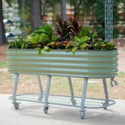 Elevated Rolling Self-Watering Garden Bed(Elevated Rolling Self Watering Garden Bed) -Pepper Joe shop elevated garden bed 2x6ft olive green 2