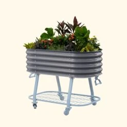 Elevated Rolling Self-Watering Garden Bed(Elevated Rolling Self Watering Garden Bed) -Pepper Joe shop vego garden elevated garden bed 2x4ft modern gray