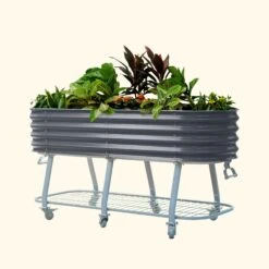 Elevated Rolling Self-Watering Garden Bed(Elevated Rolling Self Watering Garden Bed) -Pepper Joe shop vego garden elevated garden bed 2x6ft modern gray